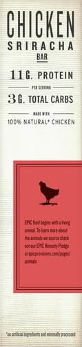EPIC Chicken Sriracha Bar, Keto and Paleo Friendly, Protein Bars, 4 Ct, 5.2 oz