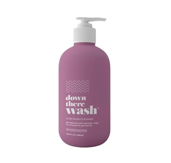 Down There Wash Aloe-Based Intimate Cleanser, pH-Balanced with Calendula and Sage, Rosewater Scent, 8.5oz 1-Pack