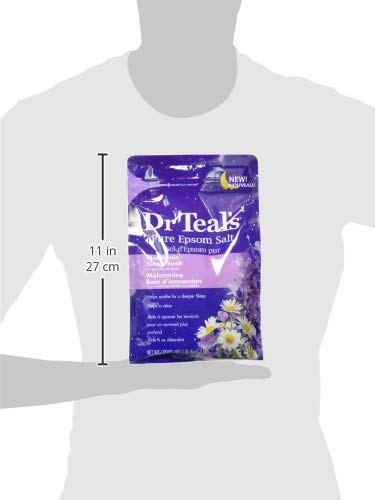 Dr Teal's Epsom Salt Soak, Lavender & Chamomile, 3 lbs | Pack of 2 | Sleep Blend | With Melatonin | Essential Oils