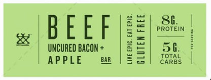 EPIC Beef Protein Bars, Uncured Bacon and Apple, Paleo Friendly, Gluten Free, Whole 30, 12 Ct, 15.6 oz