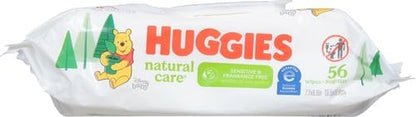 Huggies Natural Care Sensitive Baby Wipes, Unscented, Hypoallergenic, 99% Purified Water, 1 Flip-Top Pack (56 Wipes Total) (Pack of 3)