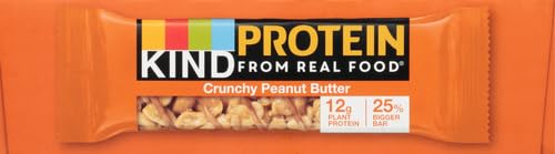 KIND Protein Snack Bar, Crunchy Peanut Butter, Healthy Snacks, Gluten Free, 12g Plant Protein, 12 Count (Pack of 2)