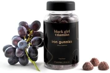 Black Girl Vitamins - Iron Gummies (20 mg), Supports Iron Deficiency & Anemia, Gluten-Free, Gelatin Free, Made in The USA (Grape, 60 Count) 30 Day Supply (Pack of 2)