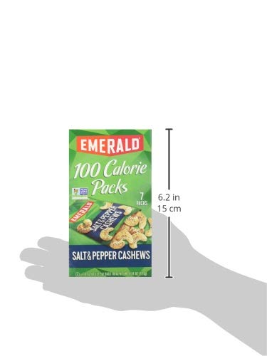Emerald Nuts, Salt & Pepper Cashews, 100 Calorie Packs, 7 Count, 4.34 Oz (Pack of 4)