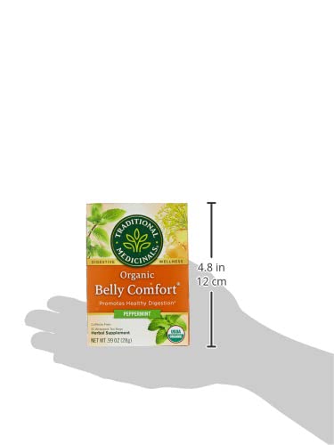Traditional Medicinals Organic Belly Comfort Peppermint Herbal Tea, Promotes Healthy Digestion, (Pack of 3) - 16 Tea Bags