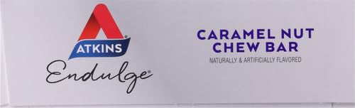 Atkins Endulge Caramel Nut Chew Bar, Low Sugar Snack, Dessert Bar, High Fiber Bar 1g Sugar, 10 Count