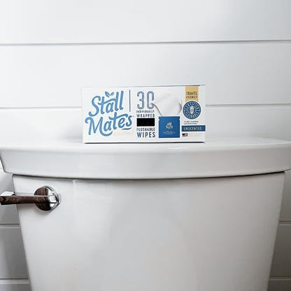 Stall Mates Witch Hazel: Flushable Wipes, Individually Wrapped, Travel Friendly, Soothing, Unscented with Cucumber, Aloe and Chamomile, (90 on-the-go singles) BULK PACK