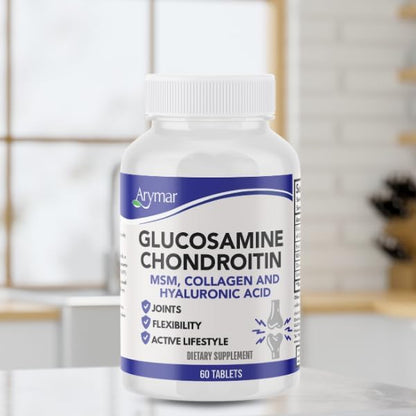 Arymar Glucosamine, Chondroitin, MSM, Collagen & Hyaluronic Acid Supplement 60 Tablets