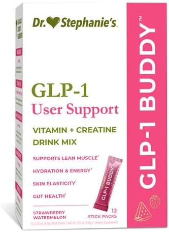 Dr. Stephanie's GLP-1 Buddy Pair with GLP-1 Boosters for Best Results - Digestive Support, Preserve Lean Muscle, Replenish Vitamins - Strawberry Watermelon Drink Mix