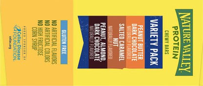 Nature Valley Protein Bars, Gluten Free Chewy Granola Snack Bars, 10g Protein, Peanut Butter Dark Chocolate, Salted Caramel Nut, Peanut Almond Dark Chocolate, 21.3 oz Box, 15 Count (Pack of 2)