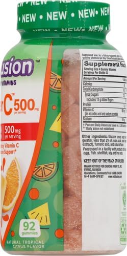 Vitafusion Extra Strength Power C Gummy Vitamins, Tropical Citrus Flavored Immune Support (1) Vitamins, 92 Count (Pack of 2)