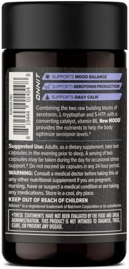 ONNIT New Mood Daily Stress Support Capsules, IGEN Non-GMO Tested Sleep and Mood Support Supplement for Men and Women, Daily Stress Management Capsules, 60 Count