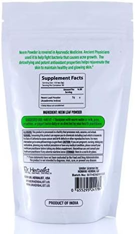 Dr. Herbalist Neem Leaf Powder 200g - Azadirachta Indica for Skin, Hair & Overall Wellness - 100% Natural, Vegan-Friendly & Cruelty-Free