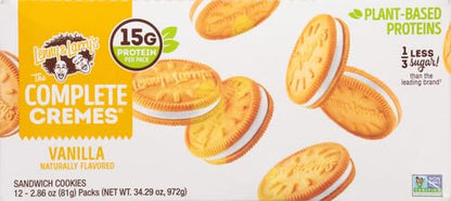 Lenny & Larry's The Complete Cremes®, Sandwich Cookies, Vanilla, Vegan, 5g Plant Protein, 6 Cookies Per Pack (Box of 12), (Pack of 2)