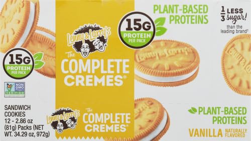 Lenny & Larry's The Complete Cremes®, Sandwich Cookies, Vanilla, Vegan, 5g Plant Protein, 6 Cookies Per Pack (Box of 12), (Pack of 2)