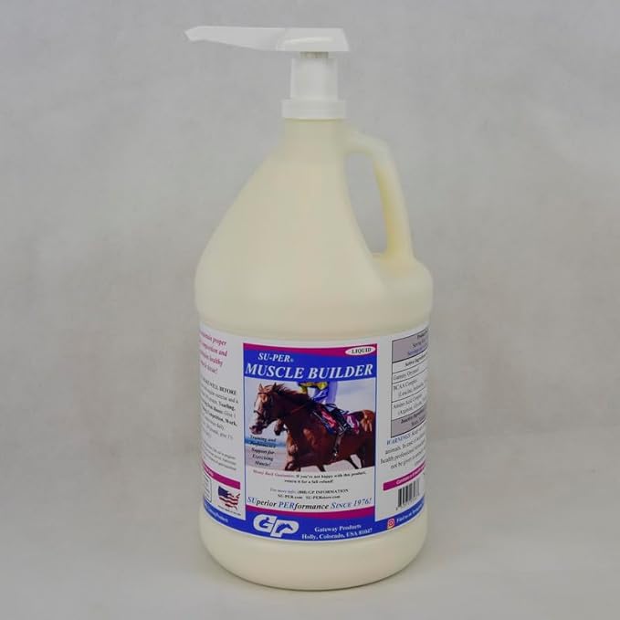 SU-PER Muscle Builder Horse Supplement - Training and Performance Support for Exercising Muscle - 1 Gallon + Pump