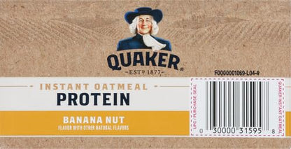 Quaker, Protein Instant Oatmeal, Banana Nut, 12.9 Oz, 6 Count (Pack of 12)