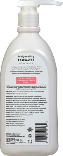 JASON Rosewater Invigorating Body Wash Women/Men, For a Gentle & Clean Feel, 30 Fluid Ounces (Pack of 2)