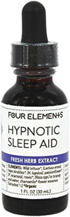 Four Elements 4E Hypnotic Sleep Tincture Blend, Fresh Organic Herb Extract, 1 OZ