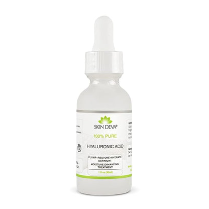 Skin Deva 100% Pure Hyaluronic Acid Serum for Face – Hydrating Facial Serum to Help Plump and Smooth the Appearance of Fine Lines – Lightweight Moisture Boost for All Skin Types – 1 Fl oz