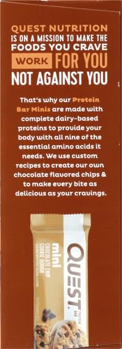Quest Nutrition Mini Chocolate Chip Cookie Dough Protein Bars,8g Protein,1g Sugar,2g Net Carbs,Gluten Free,14 Count (Pack of 2)