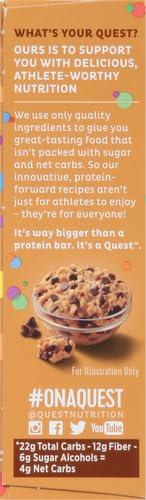 Quest Nutrition Chocolate Chip Cookie Dough Protein Bars,21g Protein,4,Net Carbs,1g Sugar,High Fiber,Gluten Free,Keto Friendly,4 Count (Pack of 2)