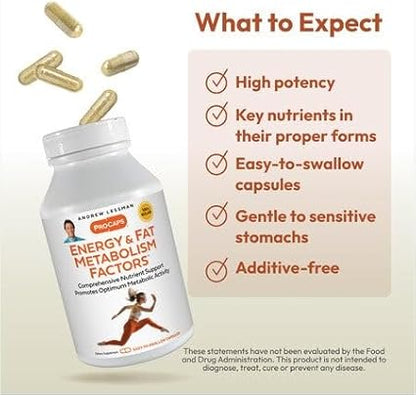 ANDREW LESSMAN Energy and Fat Metabolism Factors 360 Capsules - Promotes Optimum Fat Burning and Energy Metabolism, with Carnitine, Green Tea, Guarana, Ginseng, B-Complex. Easy to Swallow Capsules