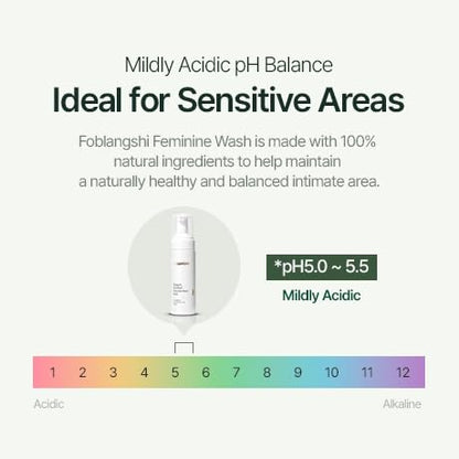 100% Natural Ingredients, Premium Organic Feminine Wash, pH Balanced, Fragrance Free Intimate Cleanser, Gentle Daily Foam with Probiotics, Sensitive Skin, Reduce Odor, Vegan, Korea No.1