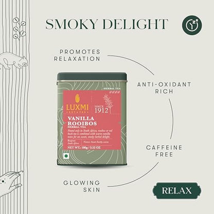 Luxmi Estates Rooibos Vanilla | Calming and Relaxing | Loose Leaf - 100g/3.52oz (50 Cups)
