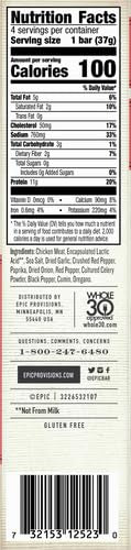 EPIC Chicken Sriracha Bar, Keto and Paleo Friendly, Protein Bars, 4 Ct, 5.2 oz