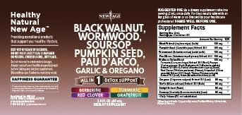 Black Walnut Wormwood Cleanse Drops - Liquid Soursop, Garlic, Pumpkin Seed, PAU D'Arco, Oil of Oregano, Turmeric, Berberine, Neem Extract, Hull Bark, Tincture - 8oz