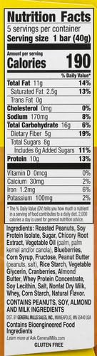 Nature Valley Protein Granola Bars, Blueberry Nut, Chewy Snack Bars, 5 Bars, 7.1 OZ