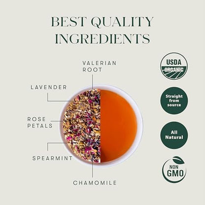 Luxmi Estates Valerian Dream | Organic Valerian Root Tea | Caffeine Free | Sleep and Relaxing | 25 Biodegradable Tea Bags | 50g/ 1.76oz