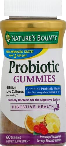 Nature's Bounty Probiotic Gummies, Immune Health & Digestive Balance, Pineapple, Raspberry and Orange Flavor Gummies, 60 Ct (Pack of 3)