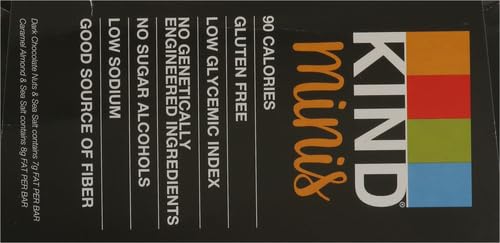 KIND Minis Snack Bars,Dark Chocolate Nuts & Sea Salt and Caramel Almond & Sea Salt,3g Sugar,Gluten Free Bars,Variety Pack,0.7 OZ,20 Count (Pack of 2)