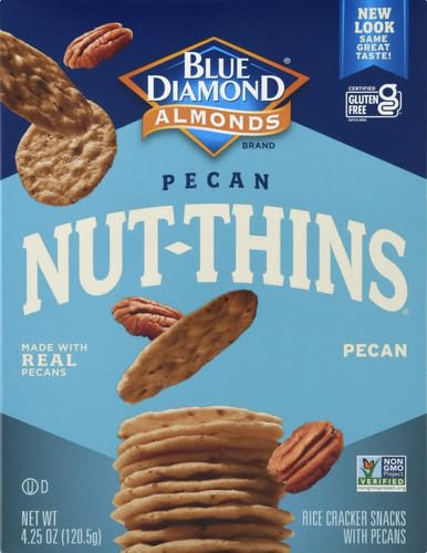 Blue Diamond Almonds, Pecan Thins Gluten Free Cracker Crisps perfect for Snacking, 4.25 oz (Pack of 4)