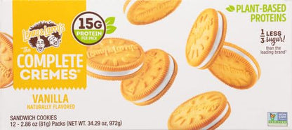 Lenny & Larry's The Complete Cremes®, Sandwich Cookies, Vanilla, Vegan, 5g Plant Protein, 6 Cookies Per Pack (Box of 12), (Pack of 2)