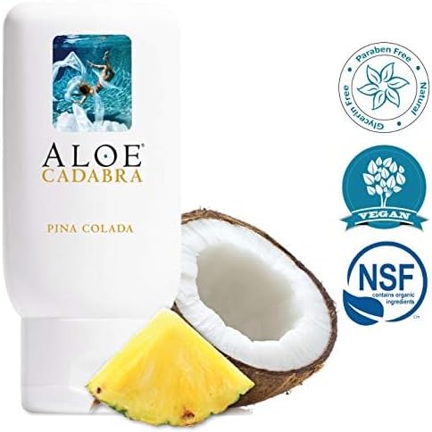 Aloe Cadabra Flavored Personal Lubricant and Vaginal Moisturizer, Organic Edible Aloe Lube for Men, Women and Couples, Non-Staining, pH Balanced, Toy Compatible (Pina Colada, 2.5 Ounces, 5 Pack)