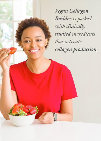 Vegan Collagen Builder Powder - Organic Whole Foods Fruits + Veg, Silica, Lutein, Vitamin C, Biotin - Amino Acids Glycine, Lysine + Proline Collagen Boosters (30 Servings, Berry Lemonade Flavor)