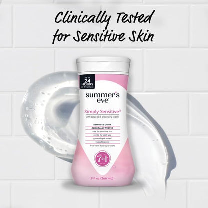 Summer's Eve Simply Sensitive Cleansing Wash for Sensitive Skin 9 oz (Pack of 2)