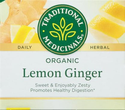 Traditional Medicinals Organic Lemon Ginger Tea, 1.13 Oz, 16 Count (Pack of 2)