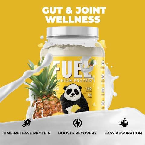 Underground Bio Labs Panda Fuel Premium Protein Whey,Hydrolyzed Collagen,Casein,Probiotics, Enzymes, Keto Friendly,Time Release, 25 Servings (2.5 Pound, Pineapple Whip)
