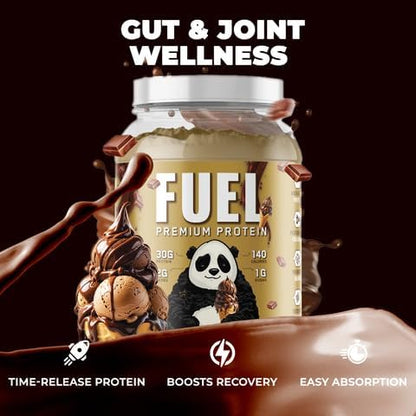 Underground Bio Labs Panda Fuel Premium Protein Whey,Hydrolyzed Collagen,Casein,Probiotics, Enzymes, Keto Friendly,Time Release, 25 Servings (2.5 Pound, Chocolate Ice Cream)