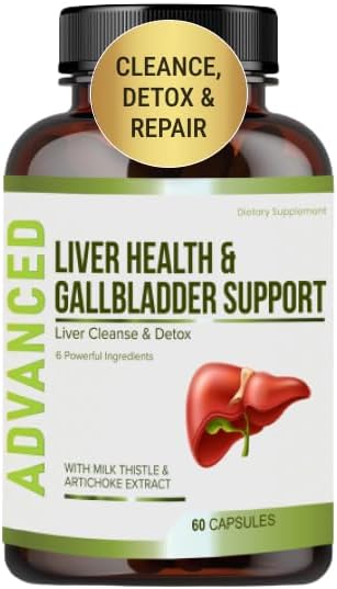 Liver Health Formula and Gallbladder Support-Liver Cleanse Detox & Repair to Support Liver Renew with Artichoke Extract, Milk Thistle, Dandelion Leaf. Liver Detox Supplements for Liver Support.