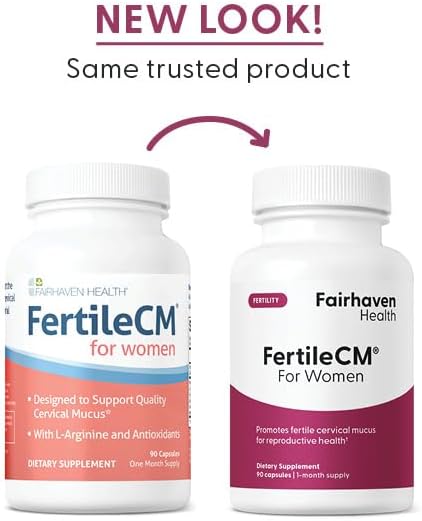 Fairhaven Health FertileCM Fertility Supplement for Women, Capsules - Fertile Cervical Mucus, Ovulation Cycle, Includes L-Arginine, N-Acetyl-Cysteine, Grape Seed Extract and Vitamin C - 90 Capsules