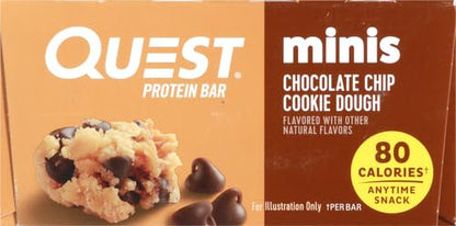 Quest Nutrition Mini Chocolate Chip Cookie Dough Protein Bars,8g Protein,1g Sugar,2g Net Carbs,Gluten Free,14 Count (Pack of 2)