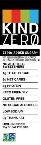 KIND ZERO Added Sugar Bars, Caramel Almond & Sea Salt, Keto Friendly Snacks, Gluten Free, 5g Protein, 5 Count (Pack of 2)