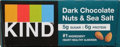 KIND Nut Bars, Dark Chocolate Nuts and Sea Salt, Healthy Snacks, Gluten Free, Low Sugar, 6g Protein, (Pack of 24)
