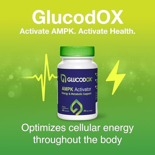 GlucodOX AMPK Activator Supplement – AMPK Enzyme, Metabolism Booster, Guggul Supplement for Body Management & Longevity – Vegan Metabolic Support - 30 Day Supply (60 Capsules)