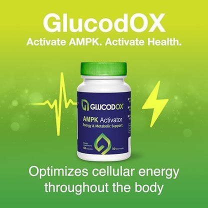 GlucodOX AMPK Activator Supplement – AMPK Enzyme, Metabolism Booster, Guggul Supplement for Body Management & Longevity – Vegan Metabolic Support - 30 Day Supply (60 Capsules)